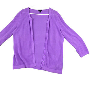 Talbots Cardigan Womens Large Purple Knit Button up Pima Cotton Sweater
